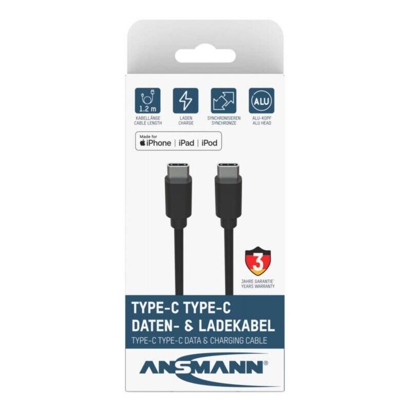 Ansmann 1700-0121 câble USB 0,12 m USB C Noir