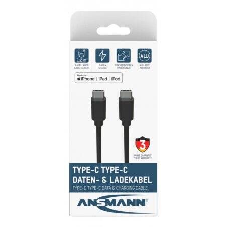 Ansmann 1700-0121 câble USB 0,12 m USB C Noir