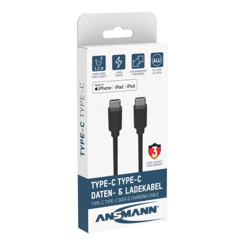 Ansmann 1700-0121 USB cable 0.12 m USB C Black