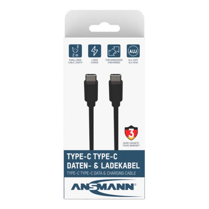 Ansmann 1700-0122 câble USB 2 m USB C Noir