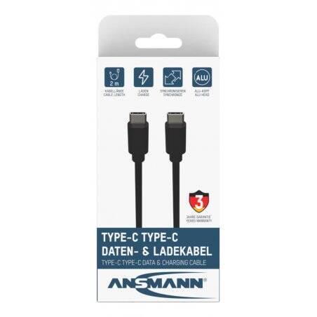 Ansmann 1700-0122 câble USB 2 m USB C Noir