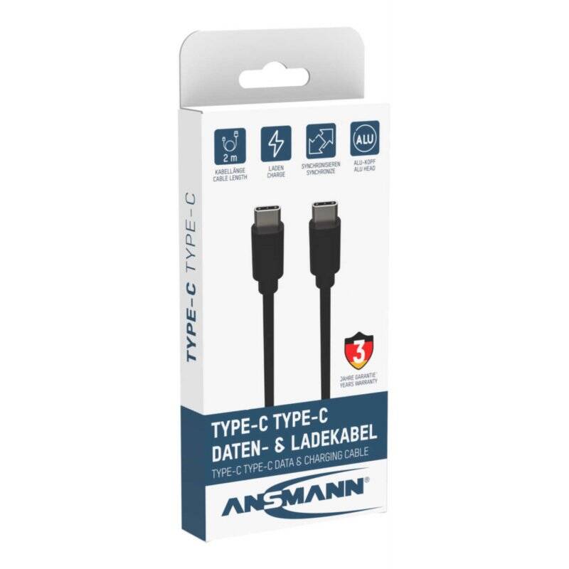 Ansmann 1700-0122 USB cable 2 m USB C Black