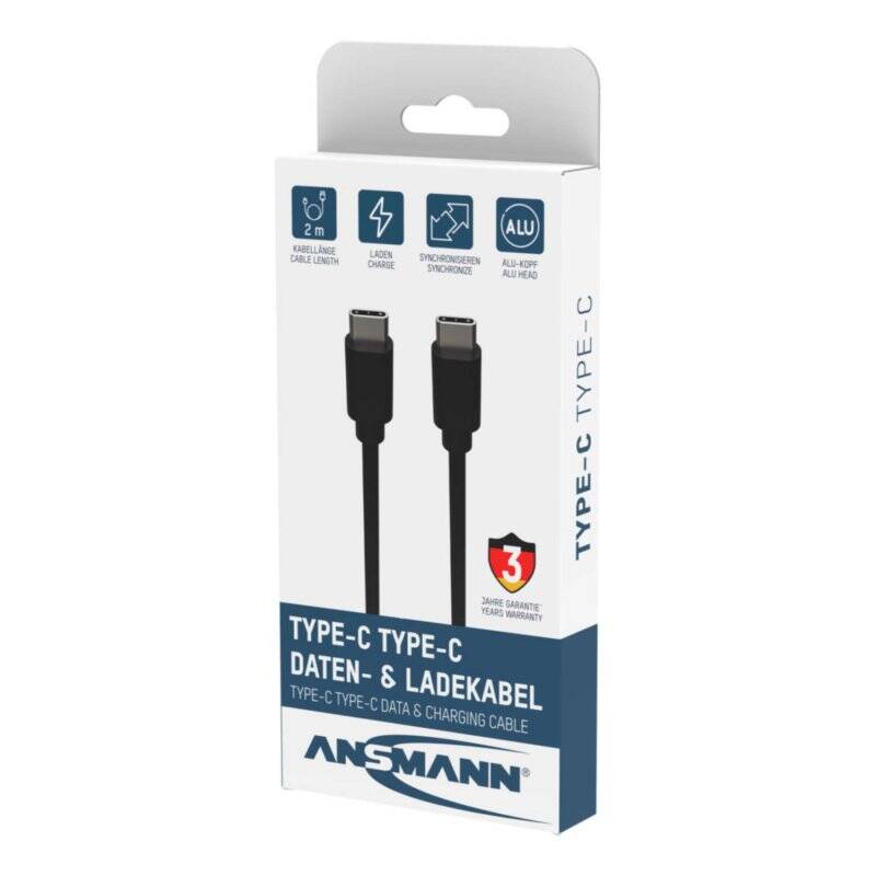 Ansmann 1700-0122 câble USB 2 m USB C Noir