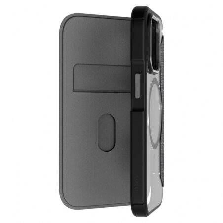 QDOS QD-MS14P33F-KCL mobile phone case 15.5 cm (6.1") Folio Black, Transparent
