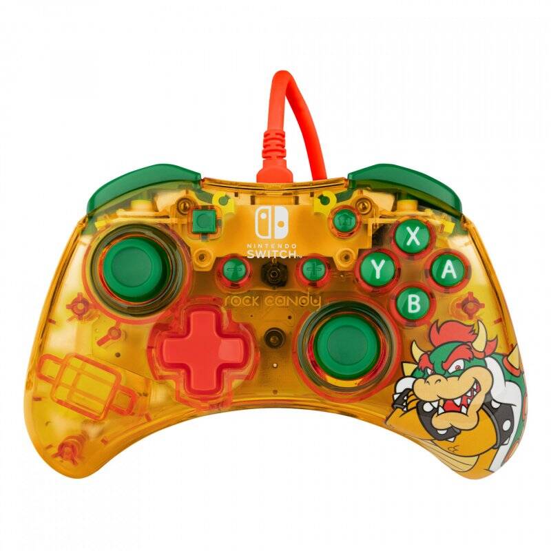 PDP Rock Candy: Lemon Bomb Bowser Green, Translucent, Yellow USB Gamepad Analogue / Digital Nintendo Switch, Nintendo Sw