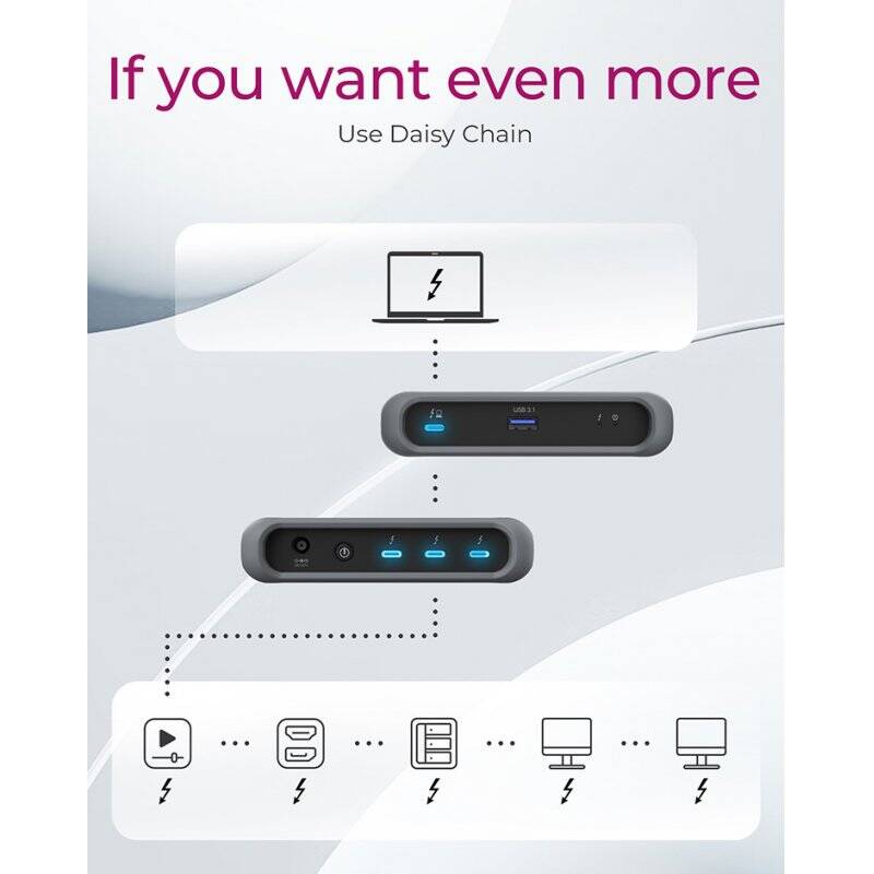 ICY BOX IB-HUB801-TB4 Thunderbolt 4 40000 Mbit/s Anthracite, Black