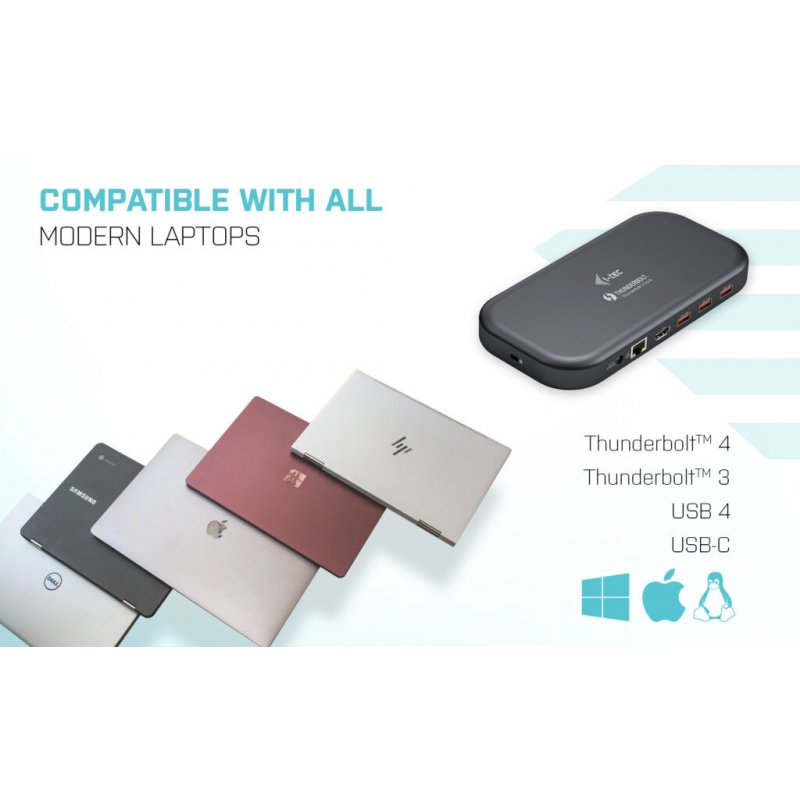 i-tec Thunderbolt 3/USB-C Dual 4K Docking Station + USB-C to DisplayPort Cable (1,5 m) + Power Delivery 60W