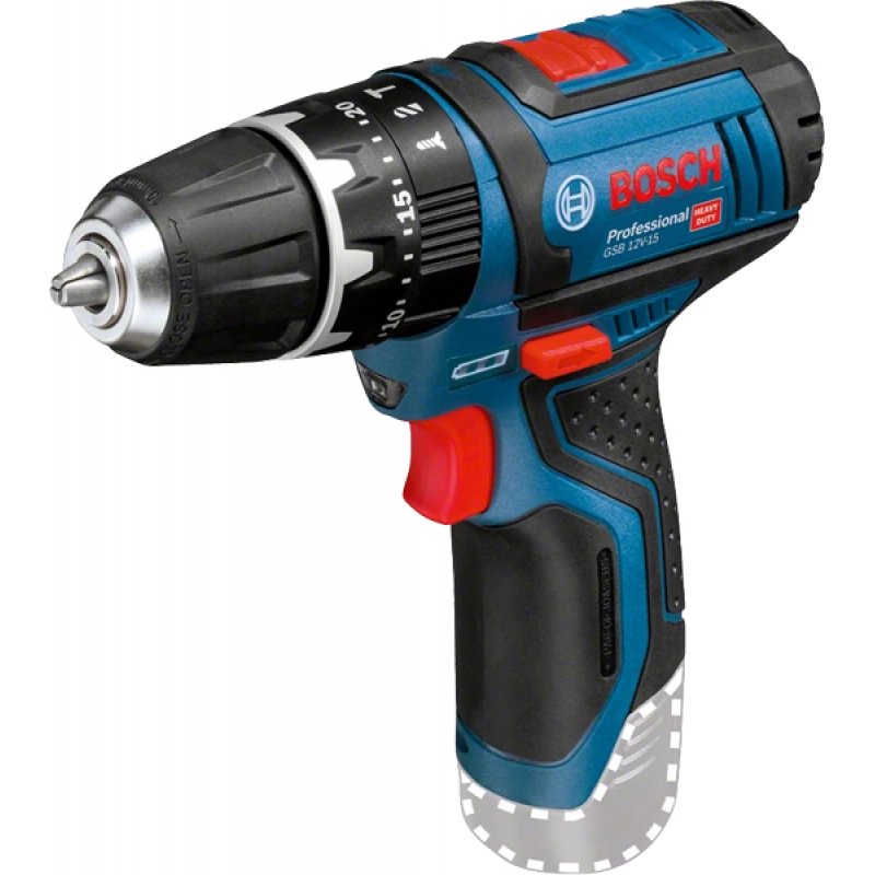 Bosch GSB 12V-15 1300 tr/min Noir, Bleu