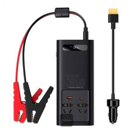 Baseus Car Power Inverter 150W 12V / 500W 220V (C+U + Dual EU plug) Black (CGNB000101)