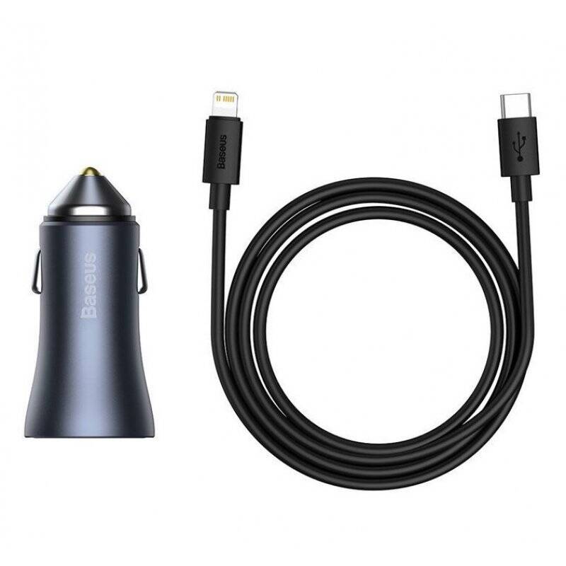 Baseus Golden Contactor Pro Dual Smartphone Grey Cigar lighter Fast charging Indoor