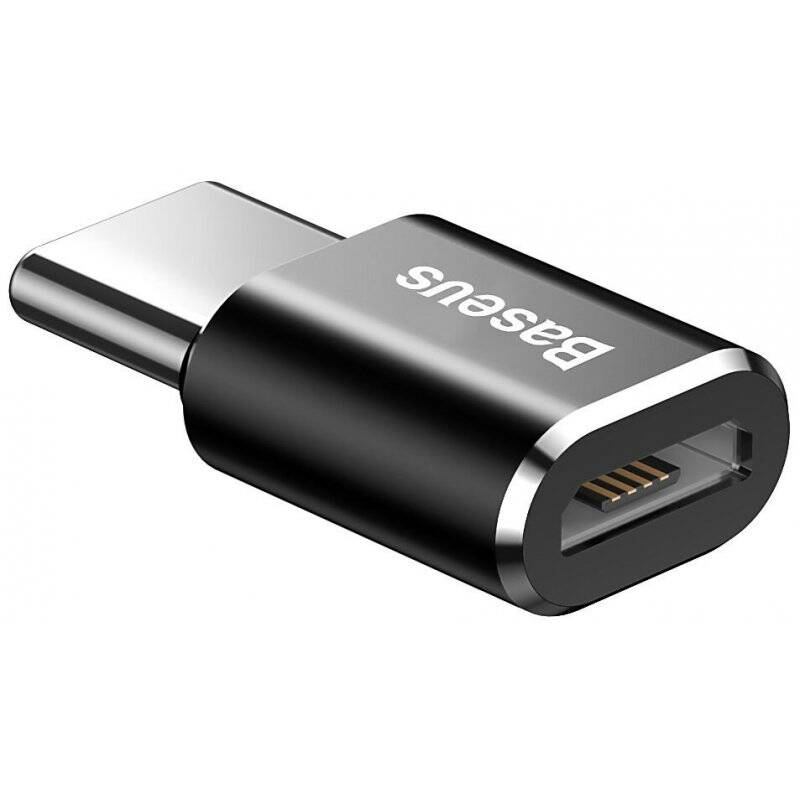 Baseus ABMU24ABK changeur de genre de câble microUSB Type C Noir, Argent
