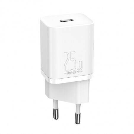 Baseus Travel Charger set Super Si 1C QC (With Mini White Cable Type-C to Type-C 3A 1m) 25W White (TZCCSUP-L02)