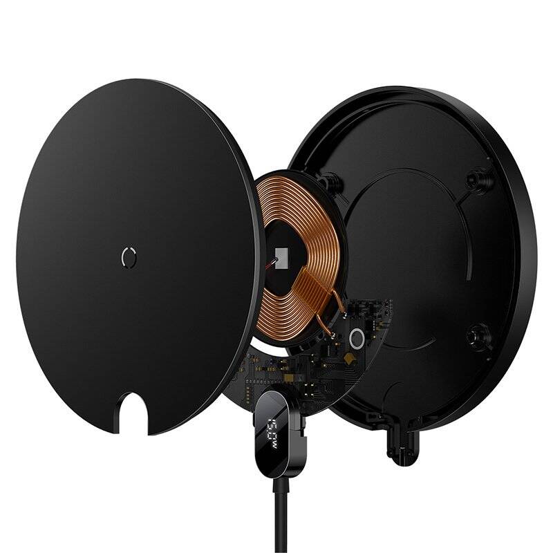 Baseus CCED000001 chargeur d'appareils mobiles Écouteurs, Smartphone Noir USB Recharge sans fil Intérieure