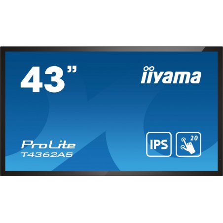 iiyama T4362AS-B1 Signage Display Interactive flat panel 108 cm (42.5") IPS 500 cd/m² 4K Ultra HD Black Touchscreen Bui