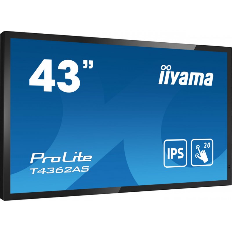 iiyama T4362AS-B1 affichage de messages Écran plat interactif 108 cm (42.5") IPS 500 cd/m² 4K Ultra HD Noir Écran tac