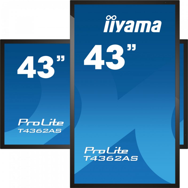 iiyama T4362AS-B1 affichage de messages Écran plat interactif 108 cm (42.5") IPS 500 cd/m² 4K Ultra HD Noir Écran tac