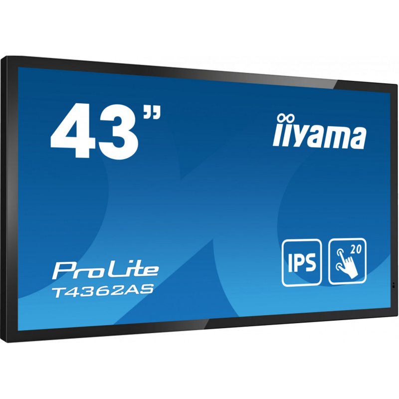 iiyama T4362AS-B1 affichage de messages Écran plat interactif 108 cm (42.5") IPS 500 cd/m² 4K Ultra HD Noir Écran tac
