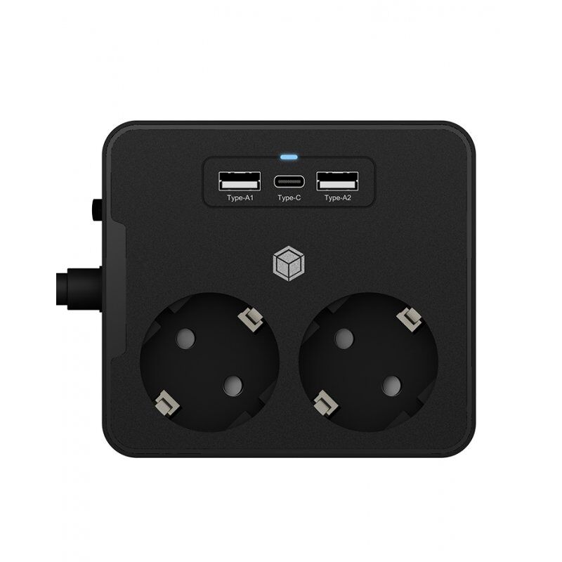 ICY BOX IB-MPS2220B-CH power extension 1.9 m 2 AC outlet(s) Indoor Black