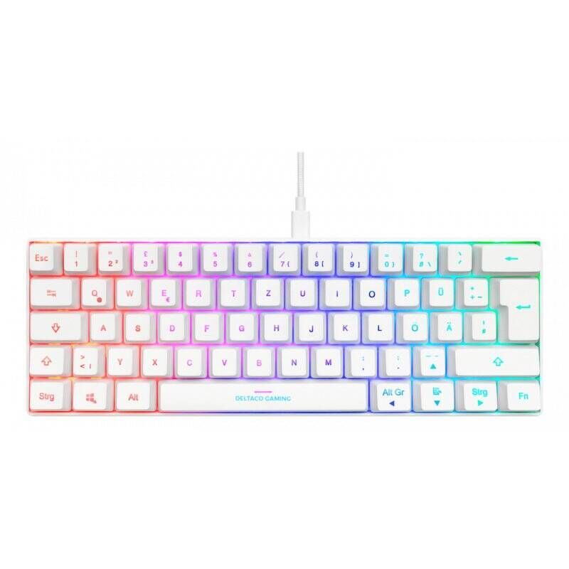 Deltaco GAM-075-W-DE clavier USB QWERTZ Allemand Blanc