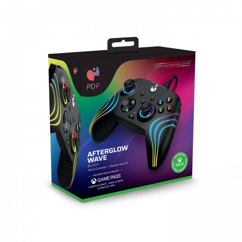 PDP Afterglow Wave Noir USB Manette de jeu PC, Xbox One, Xbox Series S, Xbox Series X