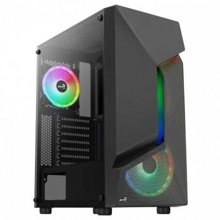 Aerocool SCAPEBKV3 Gaming ATX Case Front RGB LED Tempered Glass 3x ARGB Fans Black