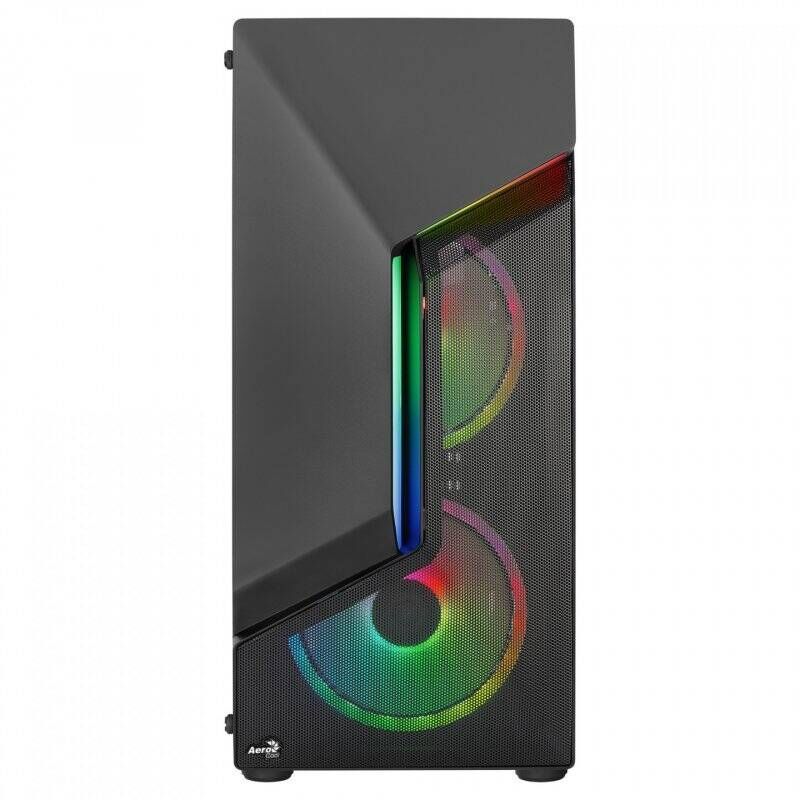 Aerocool SCAPEBKV3 Gaming ATX Case Front RGB LED Tempered Glass 3x ARGB Fans Black