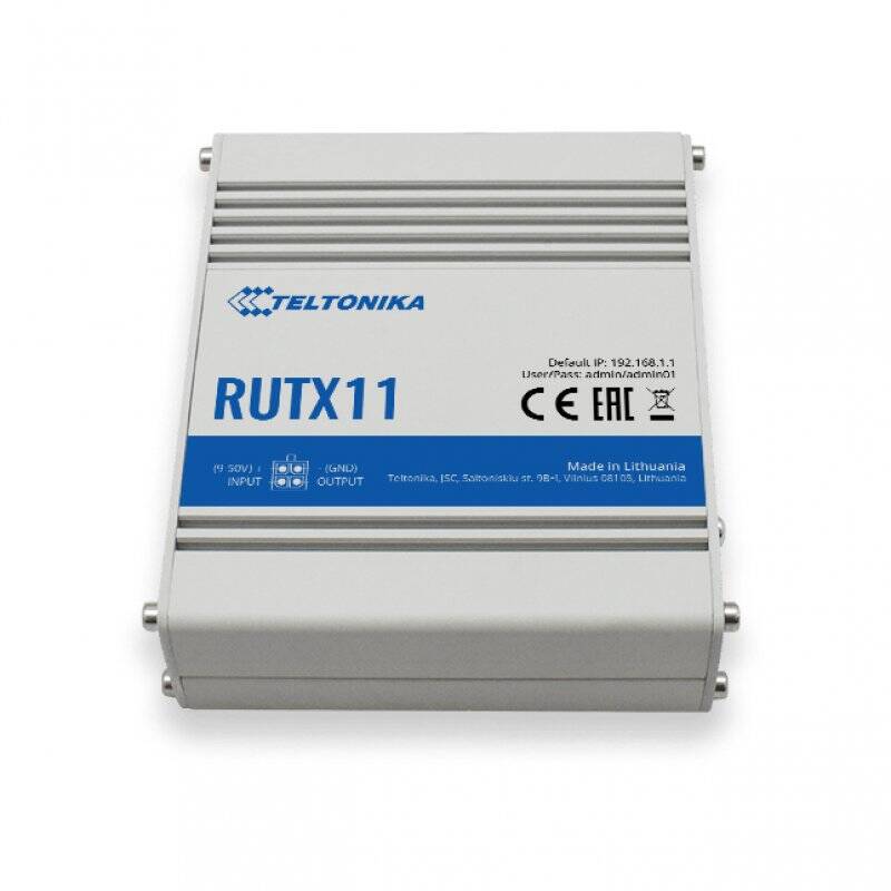 Teltonika RUTX11 routeur sans fil Gigabit Ethernet Bi-bande (2,4 GHz / 5 GHz) 4G Gris