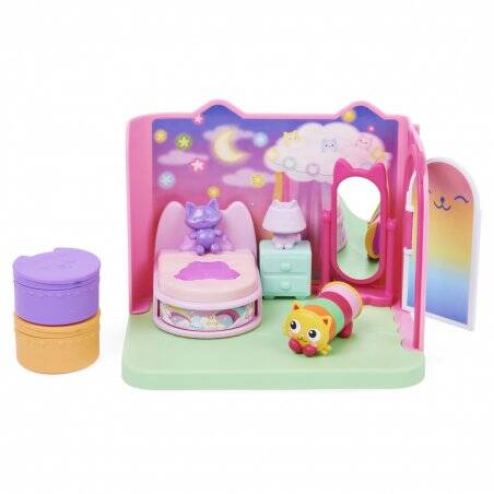 Gabby's Dollhouse Sweet Dreams Bedroom with Pillow Cat Figure and 3 Accessories, 3 Furniture and 2 Deliveries, Kids Toys