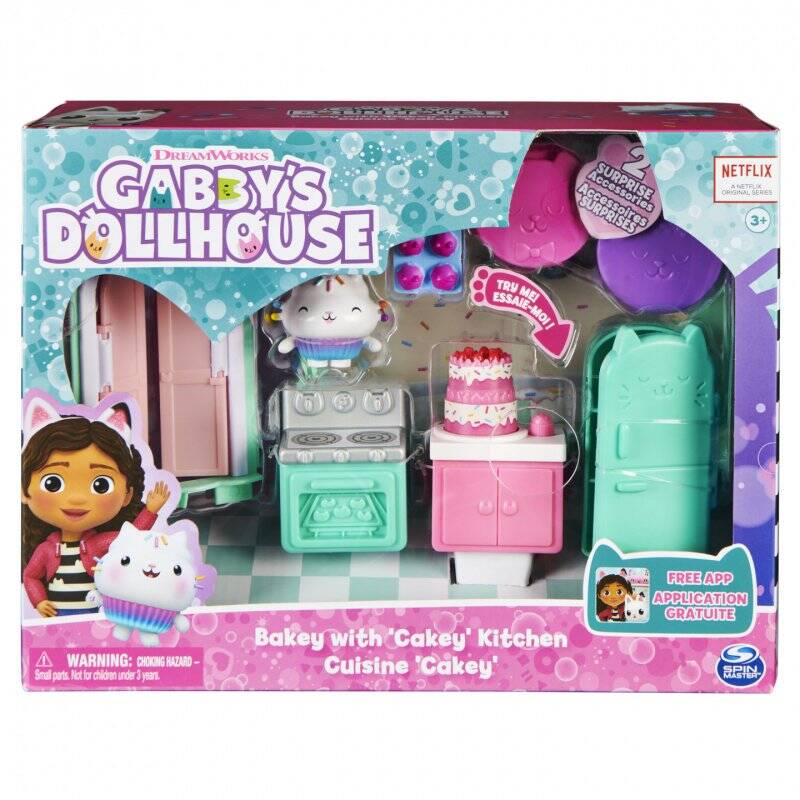 Gabby's Dollhouse Bakey with Cakey Kitchen with Figure and 3 Accessories, 3 Furniture and 2 Deliveries, Kids Toys for Ag