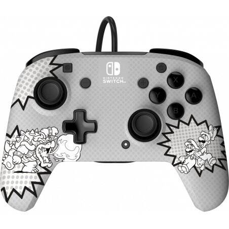 PDP REMATCH: Comic Attack Noir, Gris, Blanc USB Manette de jeu Analogique/Numérique Nintendo Switch, Nintendo Switch OL