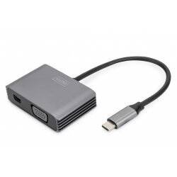 Adap Digitus Type C to Mini DP + VGA Aluminum