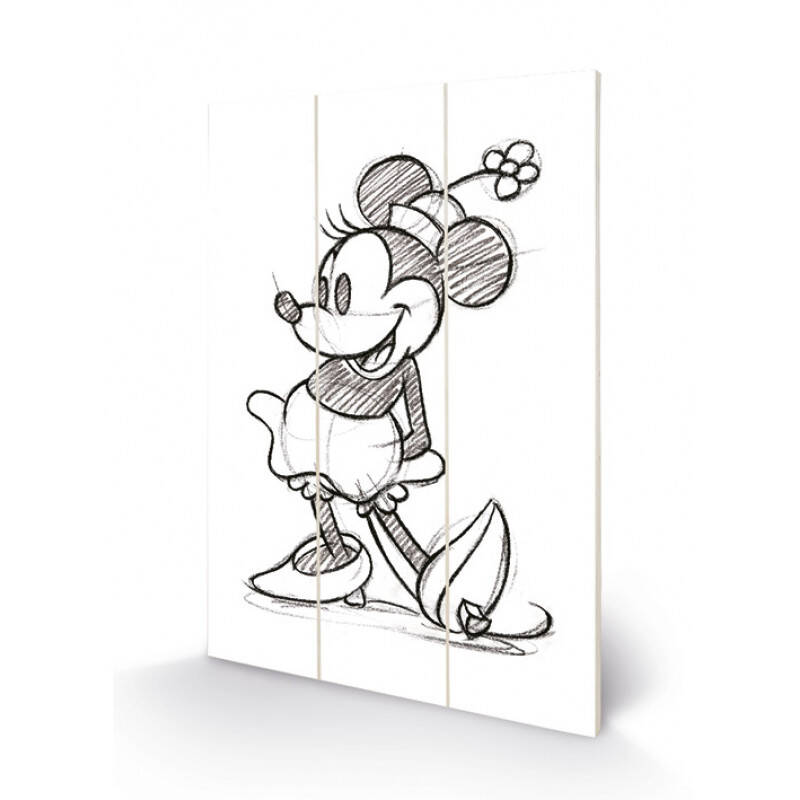 STOCK_72RMWHTT_1 - DISNEY - Minnie Mouse Sketched - Impression sur bois 20x29.5