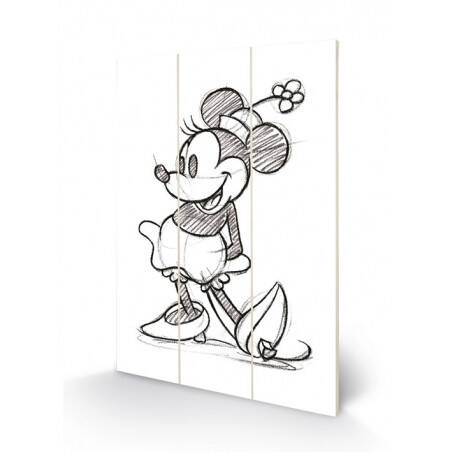 STOCK_72RMWHTT_1 - DISNEY - Minnie Mouse Sketched - Impression sur bois 20x29.5