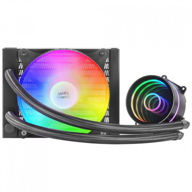 Mars Gaming ML-ONE120 Black Liquid CPU Cooler TDP 200W Infinity Mirror FRGB Silent Fan Universal Multisocket