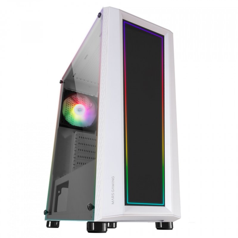 Mars Gaming MC-ART White ATX Gaming PC Case Double Drawable Tempered Glass ARGB 12 Modes 12cm Fan