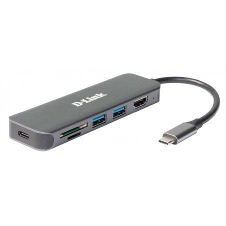 D-Link Hub USB-C 6-en-1 avec HDMI/lecteur de carte/alimentation DUB-2327