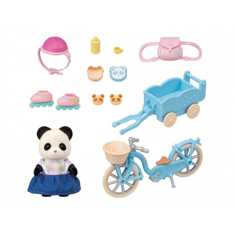 Sylvanian Families La fille panda, son vélo et sa remorque