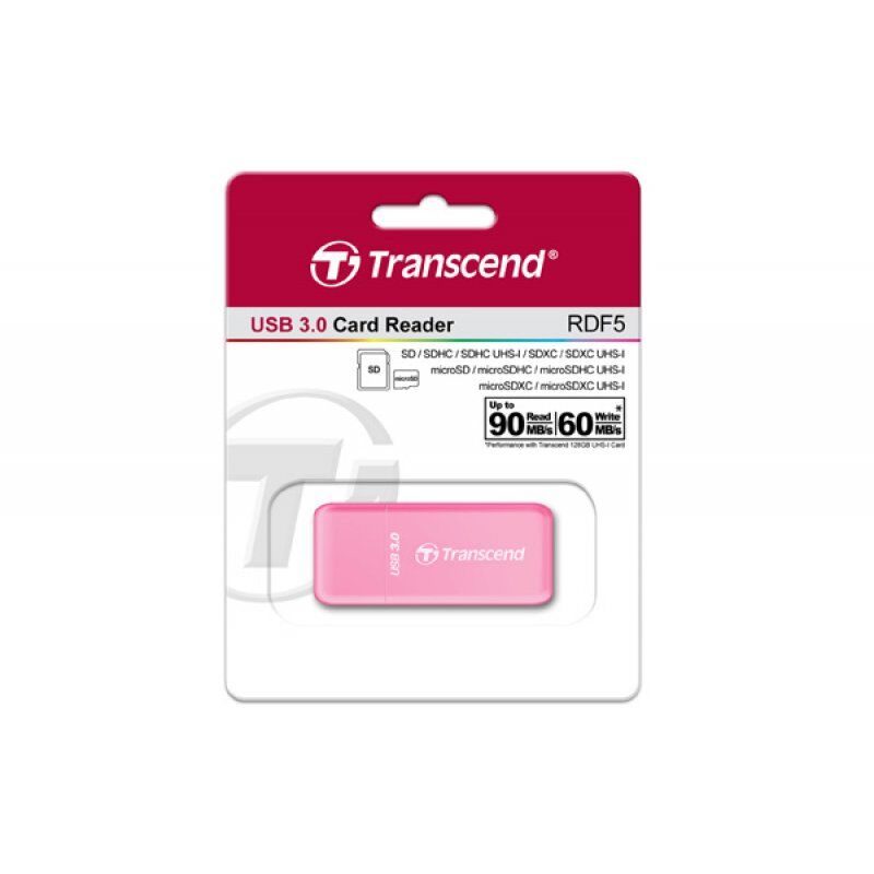 Transcend RDF5 lecteur de carte mémoire USB 3.2 Gen 1 (3.1 Gen 1) Type-A Rose