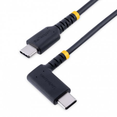 StarTech.com 3ft (1m) USB C Charging Cable Right Angle - 60W PD 3A - Heavy Duty Fast Charge USB-C Cable - Black USB 2.0 