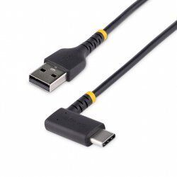 StarTech.com 6in (15cm) USB A to C Charging Cable Right Angle - Heavy Duty Fast Charge USB-C Cable - Black USB 2.0 A to 