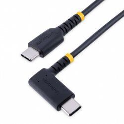 StarTech.com 6in (15cm) USB C Charging Cable Right Angle - 60W PD 3A - Heavy Duty Fast Charge USB-C Cable - Black USB 2.