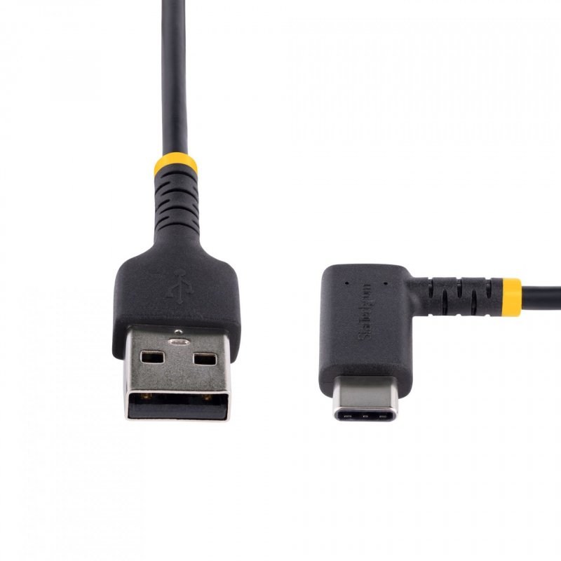StarTech.com 3ft (1m) USB A to C Charging Cable Right Angle - Heavy Duty Fast Charge USB-C Cable - Black USB 2.0 A to Ty
