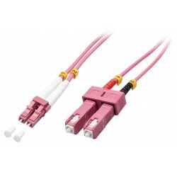 Lindy 46360 câble de fibre optique 1 m LC SC OM4 Rose