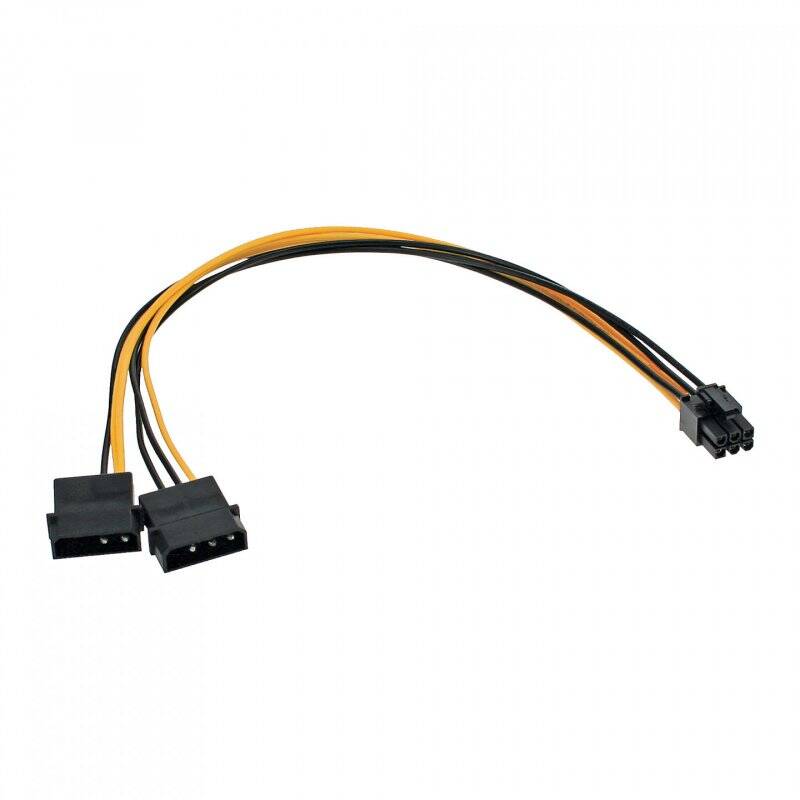 InLine® PCI-E power adaptor,  2x4 Pin Molex  - 6pol for PCIe (PCI-Express)