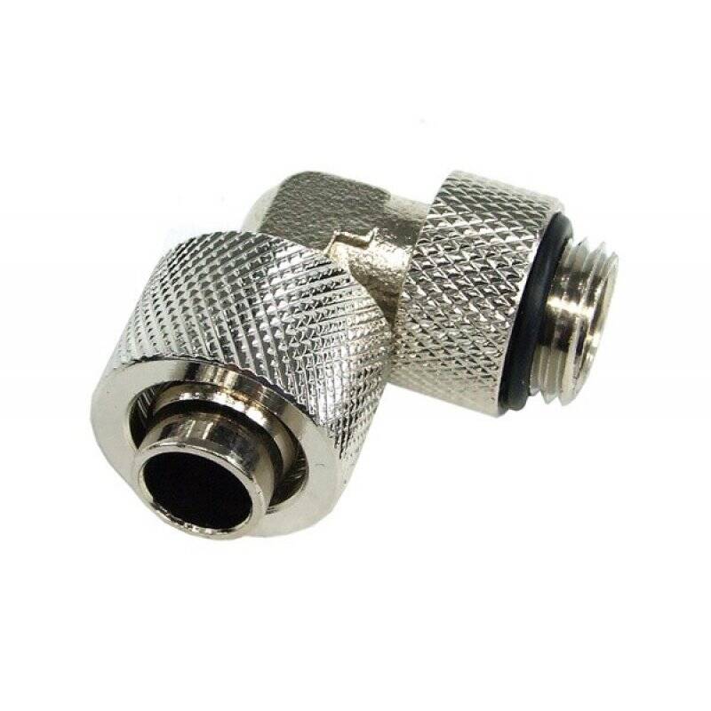 13/10mm (10x1,5mm) compression fitting 90° revolvable G1/4ö - knurling  silver nickel