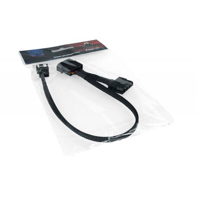 Phobya adaptor 4Pin Molex (12V) to 4Pin PWM 30cm - black