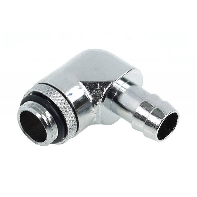 Alphacool HF 10mm (3/8") barbed fitting 90° revolvable G1/4 with O-Ring - chrome