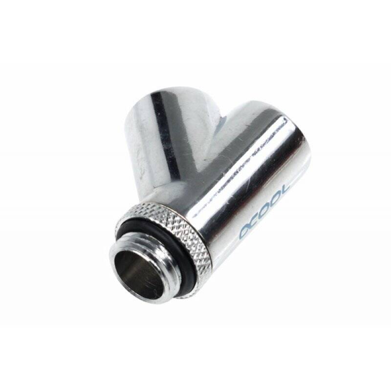Alphacool HF Y-45° connector - G1/4 revolvable - 2x inner 1x outer thread - chrome