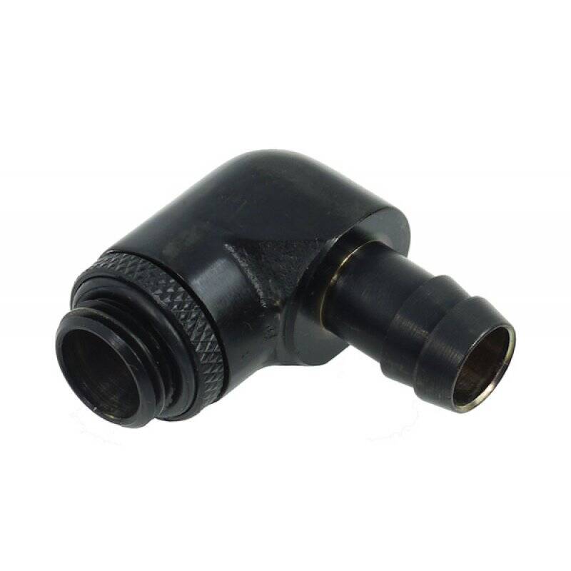 Alphacool HF 10mm (3/8") barbed fitting 90° revolvable G1/4 with O-Ring - deep black