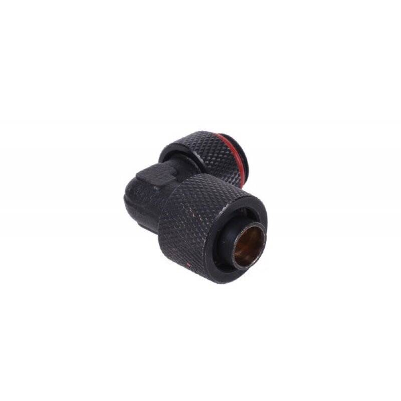 13/10mm (10x1,5mm) compression fitting 90° revolvable G1/4 - knurled - matte black